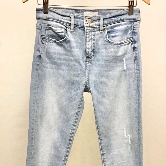 LOFT 4 (27) Skinny Jeans Women’s Distressed Frayed Hems Light Wash Stretch - Picture 4 of 11